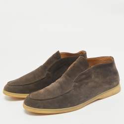 Loro Piana Brown Suede Open Walk Ankle Length Boots Size 42