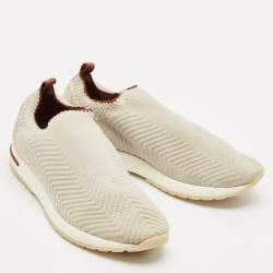 Loro Piana Grey Knit Fabric 360 LP Flexy Walk Sneakers Size 43