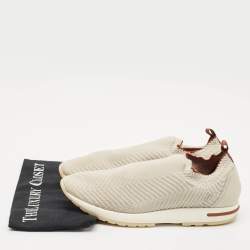 Loro Piana Grey Knit Fabric 360 LP Flexy Walk Sneakers Size 43