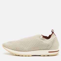 Loro Piana Grey Knit Fabric 360 LP Flexy Walk Sneakers Size 43
