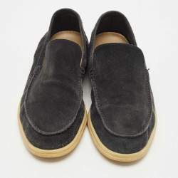 Pre Owned Loro Piana Navy Blue Suede Summer Walk Loafers Size 44.5