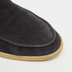 Pre Owned Loro Piana Navy Blue Suede Summer Walk Loafers Size 44.5