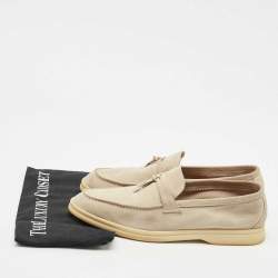 Loro Piana Grey Suede Summer Charms Walk Loafers Size 41