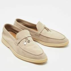 Loro Piana Grey Suede Summer Charms Walk Loafers Size 41