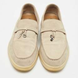 Loro Piana Grey Suede Summer Charms Walk Loafers Size 41