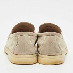 Loro Piana Grey Suede Summer Charms Walk Loafers Size 41