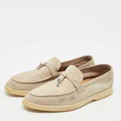 Loro Piana Grey Suede Summer Charms Walk Loafers Size 41