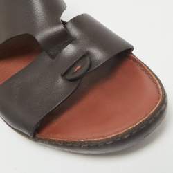 Loro Piana Brown Leather New Buckle Sandals Size 44
