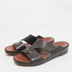 Loro Piana Brown Leather New Buckle Sandals Size 44