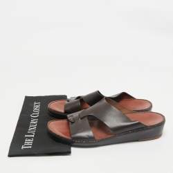 Loro Piana Brown Leather New Buckle Sandals Size 44