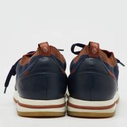 Loro Piana Navy Blue Knit Fabric 360 LP Flexy Walk Low Top Sneakers Size 45