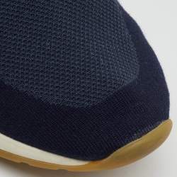 Loro Piana Navy Blue Knit Fabric 360 LP Flexy Walk Low Top Sneakers Size 45
