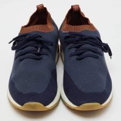 Loro Piana Navy Blue Knit Fabric 360 LP Flexy Walk Low Top Sneakers Size 45