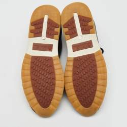 Pre Owned Loro Piana Black/Grey Knit Fabric and Leather 360 LP Flexy Walk Sneakers Size 46