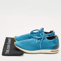 Loro Piana Blue Knit Fabric 360 LP Flexy Walk Sneakers Size 44