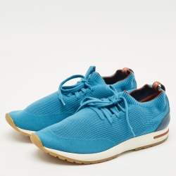 Loro Piana Blue Knit Fabric 360 LP Flexy Walk Sneakers Size 44