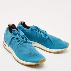 Loro Piana Blue Knit Fabric 360 LP Flexy Walk Sneakers Size 44