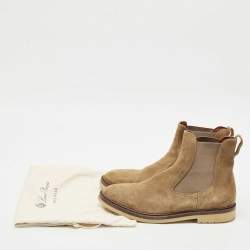 Loro Piana Brown Suede Beatle Walk Chelsea Boots Size 43