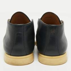 Loro Piana Navy Blue Leather Open Walk Ankle Boots Size 43.5