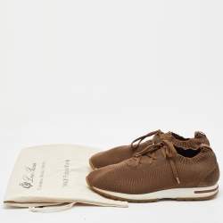 Pre Owned Loro Piana Brown Knit Fabric 360 LP Flexy Walk Sneakers Size 42