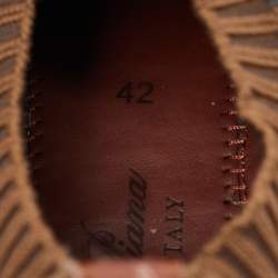 Pre Owned Loro Piana Brown Knit Fabric 360 LP Flexy Walk Sneakers Size 42