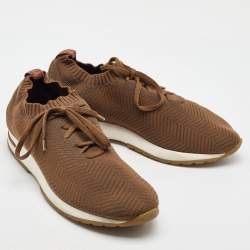 Pre Owned Loro Piana Brown Knit Fabric 360 LP Flexy Walk Sneakers Size 42