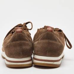 Pre Owned Loro Piana Brown Knit Fabric 360 LP Flexy Walk Sneakers Size 42