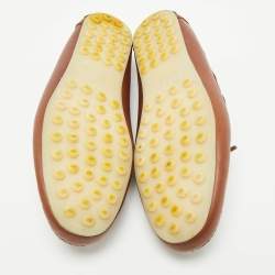 Pre Owned Loro Piana Brown Leather LP Dot Walk Slip On Loafers Size 40