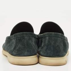 Pre Owned Loro Piana Dar Green Suede Summer Walk Loafers Size 43