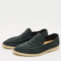 Pre Owned Loro Piana Dar Green Suede Summer Walk Loafers Size 43