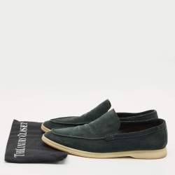 Pre Owned Loro Piana Dar Green Suede Summer Walk Loafers Size 43