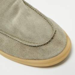 Pre Owned Loro Piana Grey Suede Summer Walk Slip On Loafers Size 42.5