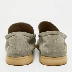 Pre Owned Loro Piana Grey Suede Summer Walk Slip On Loafers Size 42.5