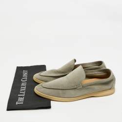 Pre Owned Loro Piana Grey Suede Summer Walk Slip On Loafers Size 42.5