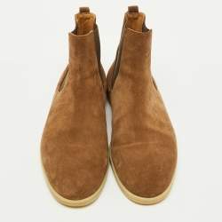 Pre Owned Loro Piana Brown Suede Beatle Walk Chelsea Ankle Length Boots Size 45
