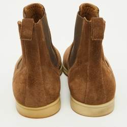 Pre Owned Loro Piana Brown Suede Beatle Walk Chelsea Ankle Length Boots Size 45