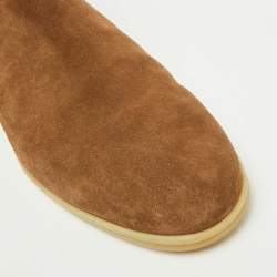 Pre Owned Loro Piana Brown Suede Beatle Walk Chelsea Ankle Length Boots Size 45