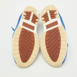 Pre Owned Loro Piana Blue Knit Fabric 360 LP Flexy Walk Lace Up Sneakers Size 42