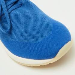 Pre Owned Loro Piana Blue Knit Fabric 360 LP Flexy Walk Lace Up Sneakers Size 42