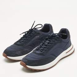 Pre Owned Loro Piana Navy Blue Suede and Nylon Week End Walk Sneakers Size 44