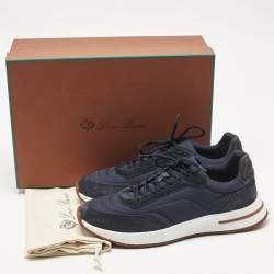 Pre Owned Loro Piana Navy Blue Suede and Nylon Week End Walk Sneakers Size 44