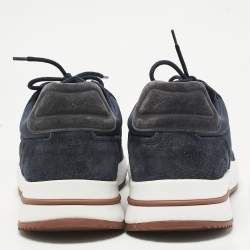 Pre Owned Loro Piana Navy Blue Suede and Nylon Week End Walk Sneakers Size 44
