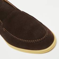 Pre Owned Loro Piana Brown Suede Open Walk Ankle Length Boots Size 42