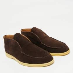 Pre Owned Loro Piana Brown Suede Open Walk Ankle Length Boots Size 42