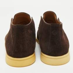 Pre Owned Loro Piana Brown Suede Open Walk Ankle Length Boots Size 42