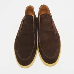 Pre Owned Loro Piana Brown Suede Open Walk Ankle Length Boots Size 42