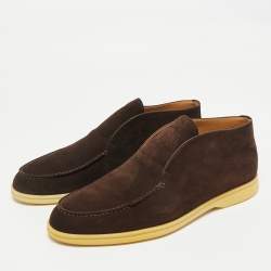 Pre Owned Loro Piana Brown Suede Open Walk Ankle Length Boots Size 42