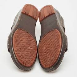 Pre Owned Loro Piana Brown Leather New Buckle Sandals Size 44.5