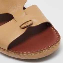 Pre Owned Loro Piana Beige Leather New Buckle Sandals Size 44