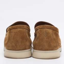 مملوكة مسبقًا Loro Piana Khaki Suede Summer Walk Loafers Size 41.5